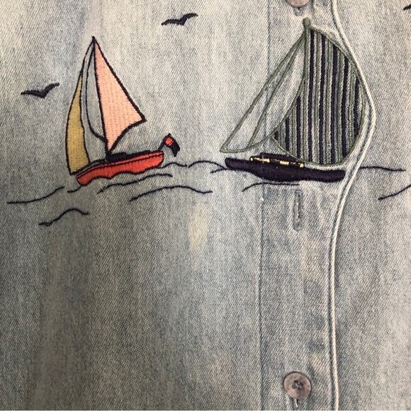 Vintage 90s Northern Reflections Northern Treasures Sailor Denim Jean Jacket Top - Picture 5 of 8